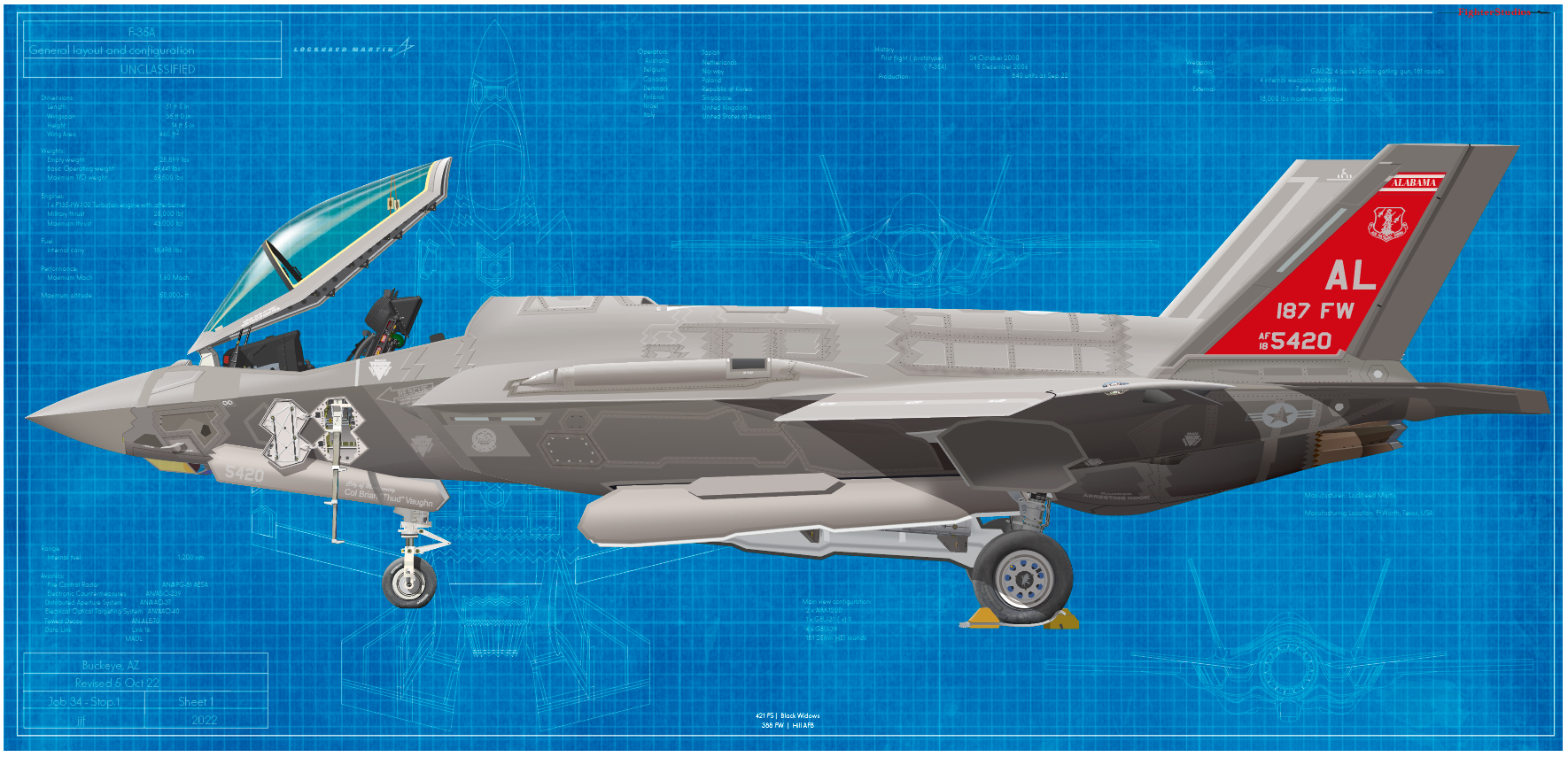 F-35A Lightning II, 100 FS, 187 FW Red Tails, Montgomery ANGB